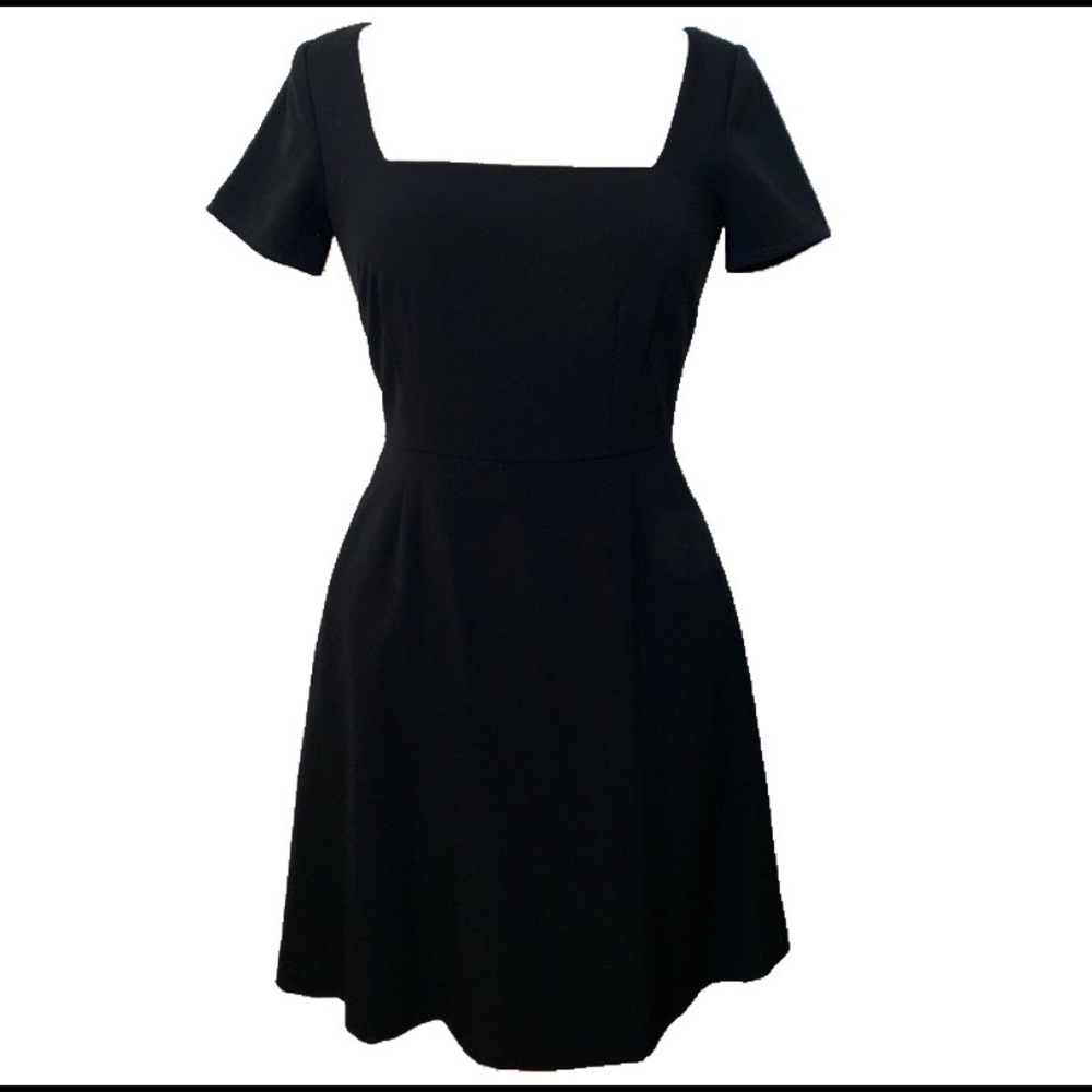 Square neck little black dress